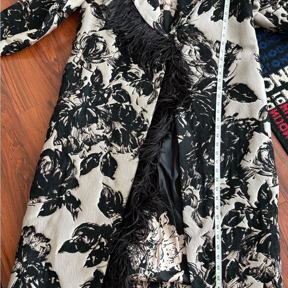 NWOT Zara Atelier Black and Cream Floral Coat - Picture 5 of 7